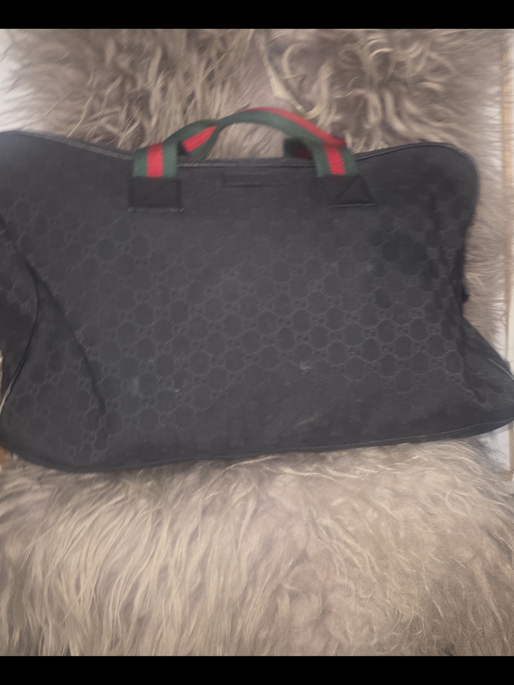 Gucci Black GG Canvas Travel Tote with Signature Web Handles - Picture 6 of 6